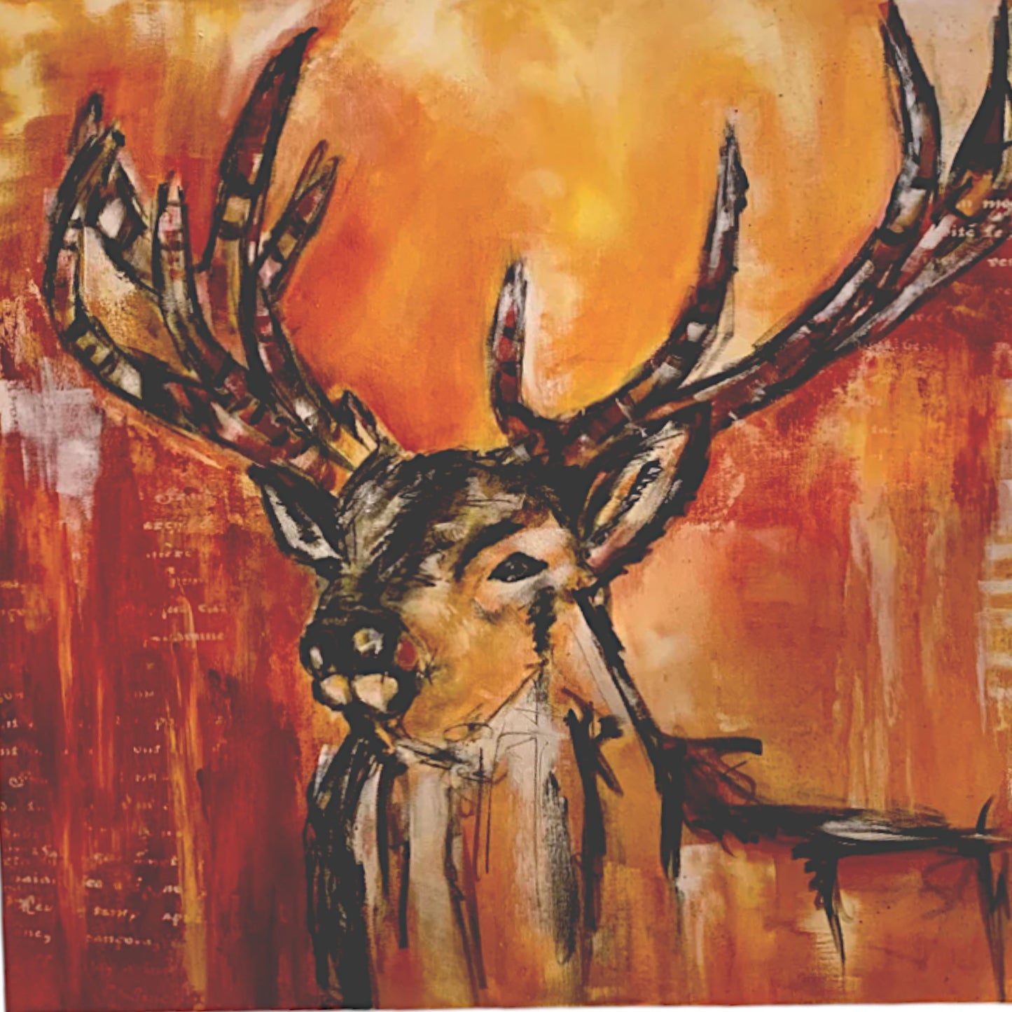 Handgemaltes Acrylbild vom Künstler auf Leinwand - "Hirsch" - ein Unikat als Moderne Kunst Wanddeko Gemälde abstrakte Malerei und Original