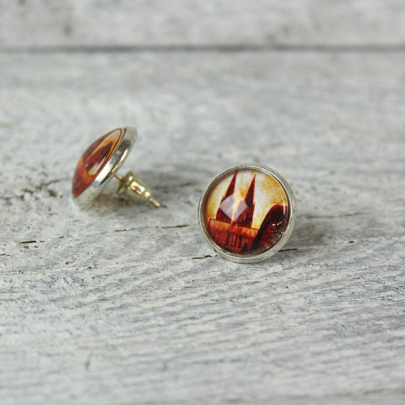 Köln Ohrringe Kölner Dom – Exklusive Ohrstecker in Braun-Rot-Orange