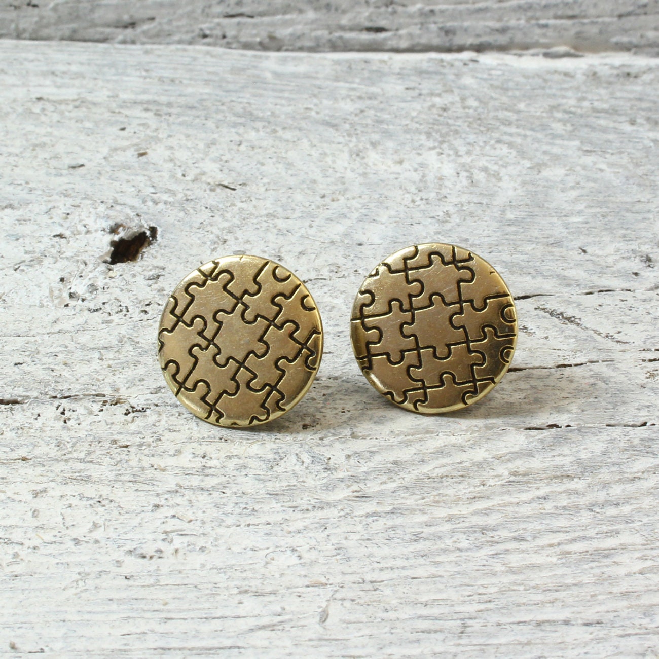 Edelstahl Ohrstecker Puzzle – Handgemachte Ohrringe in Gold