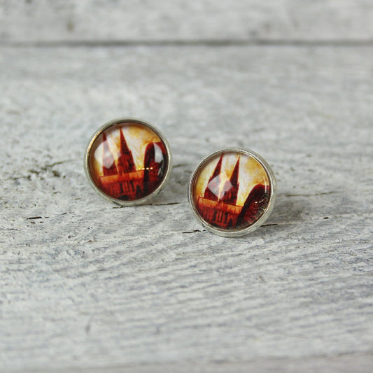 Köln Ohrringe Kölner Dom – Exklusive Ohrstecker in Braun-Rot-Orange