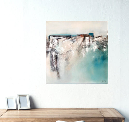 Handgemaltes Acrylbild vom Künstler auf Leinwand - "blue emotion I" - ein Unikat als Moderne Kunst Deko Gemälde abstrakte Malerei + Original - Hochwertige handgemalte Kunst auf Leinwand.