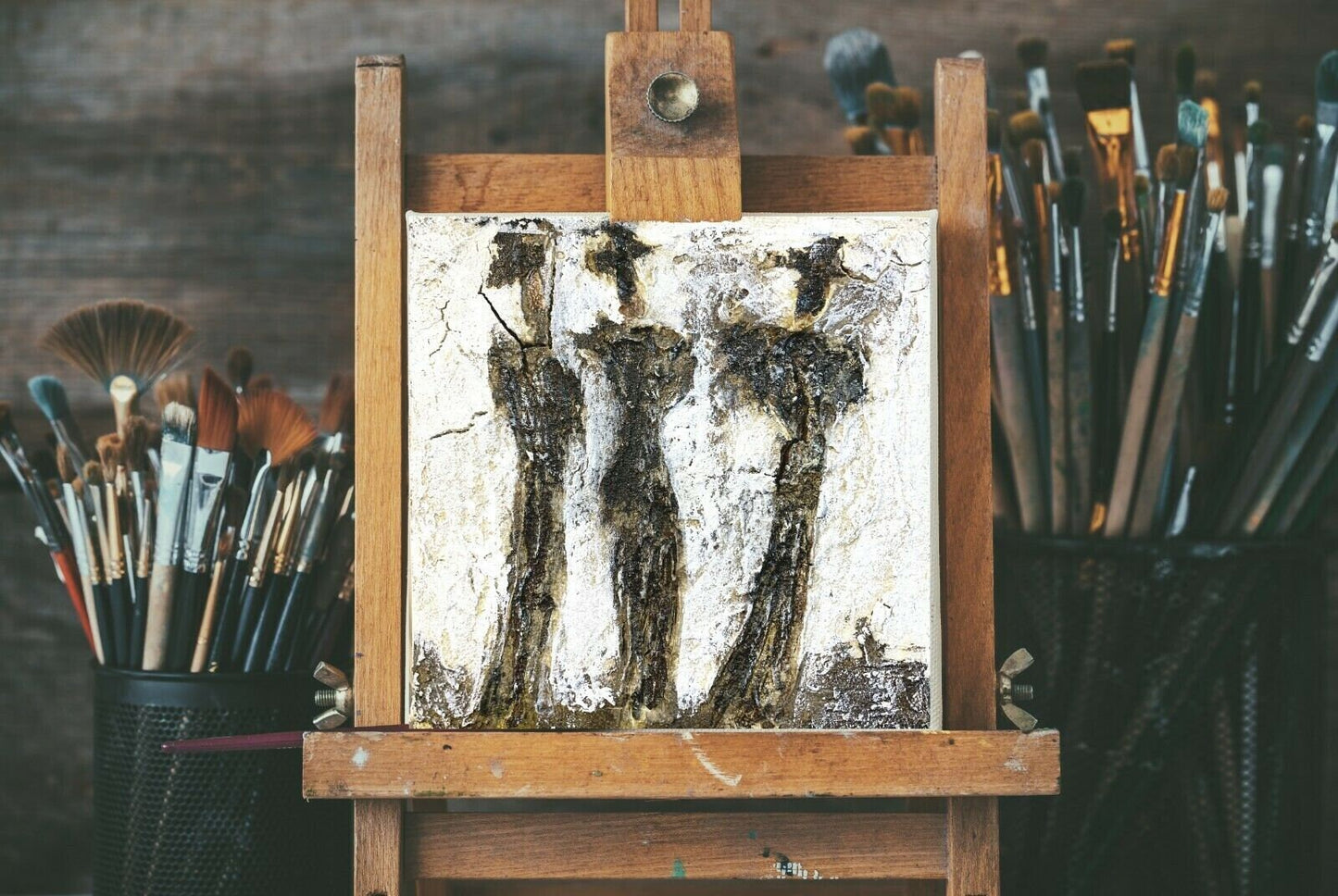 Handgemaltes Acrylbild vom Künstler auf Leinwand - "Freundinnen" - ein Unikat als Moderne Kunst Wanddeko Gemälde abstrakte Malerei Original - Hochwertige handgemalte Kunst auf Leinwand.