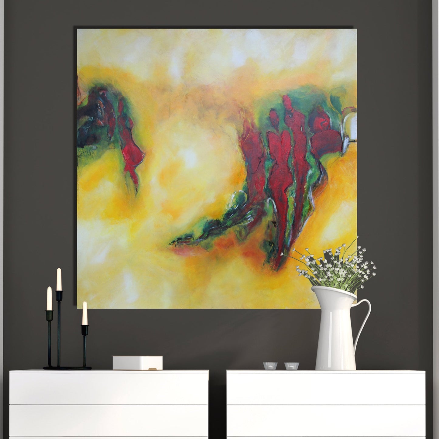 Handgemaltes Acrylbild vom Künstler auf Leinwand - "Der Weg IV" - ein Unikat als Moderne Kunst Wanddeko Gemälde abstrakte Malerei + Original - Hochwertige handgemalte Kunst auf Leinwand.