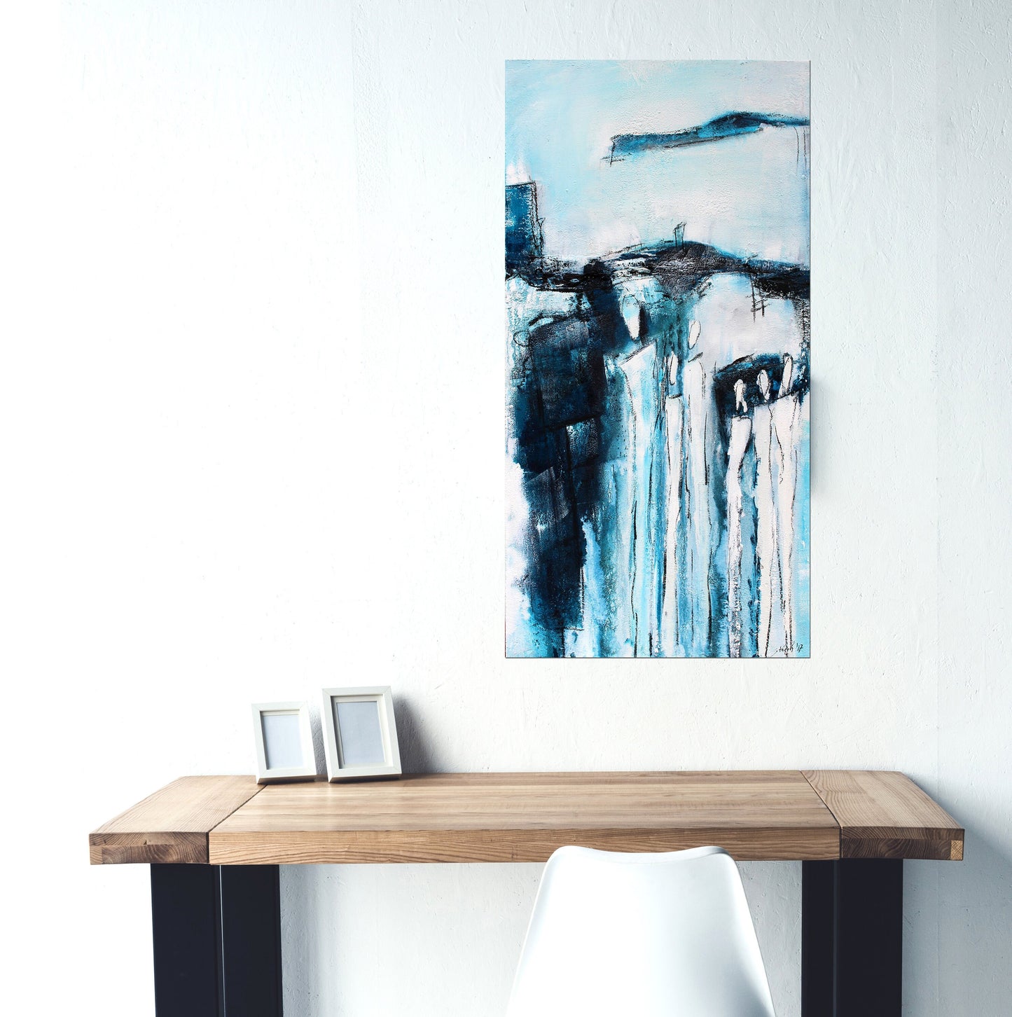 Original 40x80cm " Das Treffen " - UNIKAT Malerei ORIGINAL Modern Abstrakt Bild Acryl - Hochwertige handgemalte Kunst auf Leinwand.