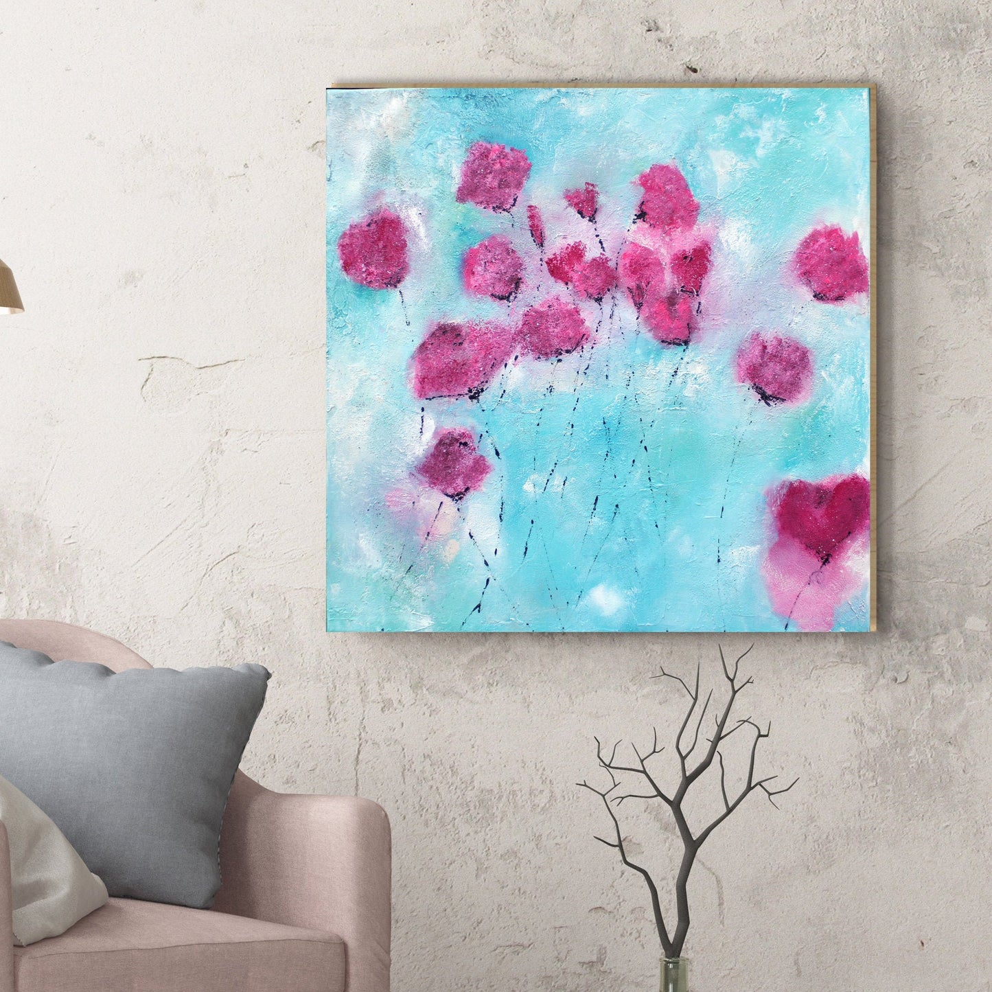 Handgemaltes Acrylbild vom Künstler auf Leinwand - "Sommerliebe ll"- ein Unikat als Moderne Kunst Wanddeko Gemälde abstrakt und Original - Hochwertige handgemalte Kunst auf Leinwand.