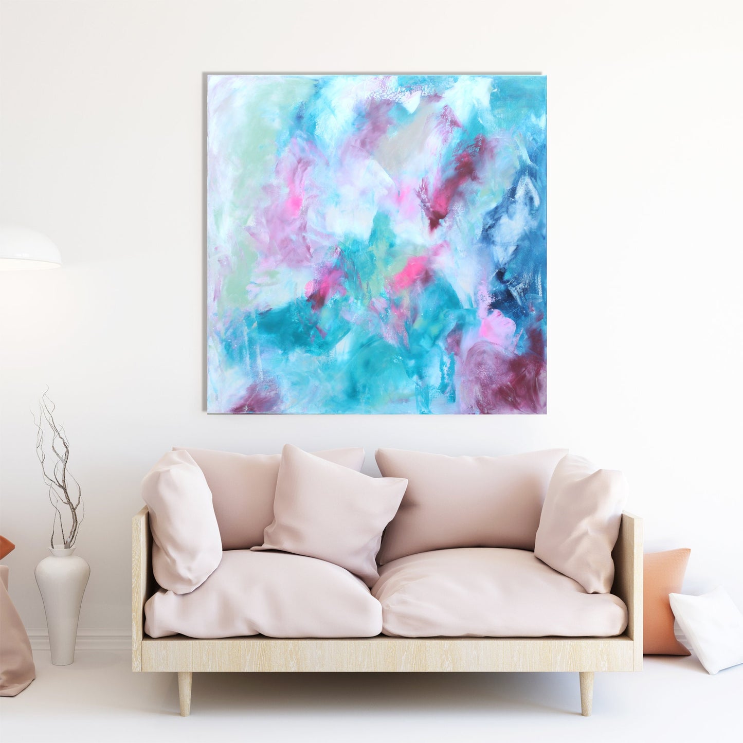 Handgemaltes Acrylbild vom Künstler auf Leinwand - "Sommerliebe" - ein Unikat als Moderne Kunst Wanddeko Gemälde abstrakte Malerei Original - Hochwertige handgemalte Kunst auf Leinwand.