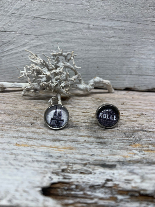 Ohrringe Kölner Dom in Schwarz-Weiß – Elegante Ohrstecker für jeden Anlass