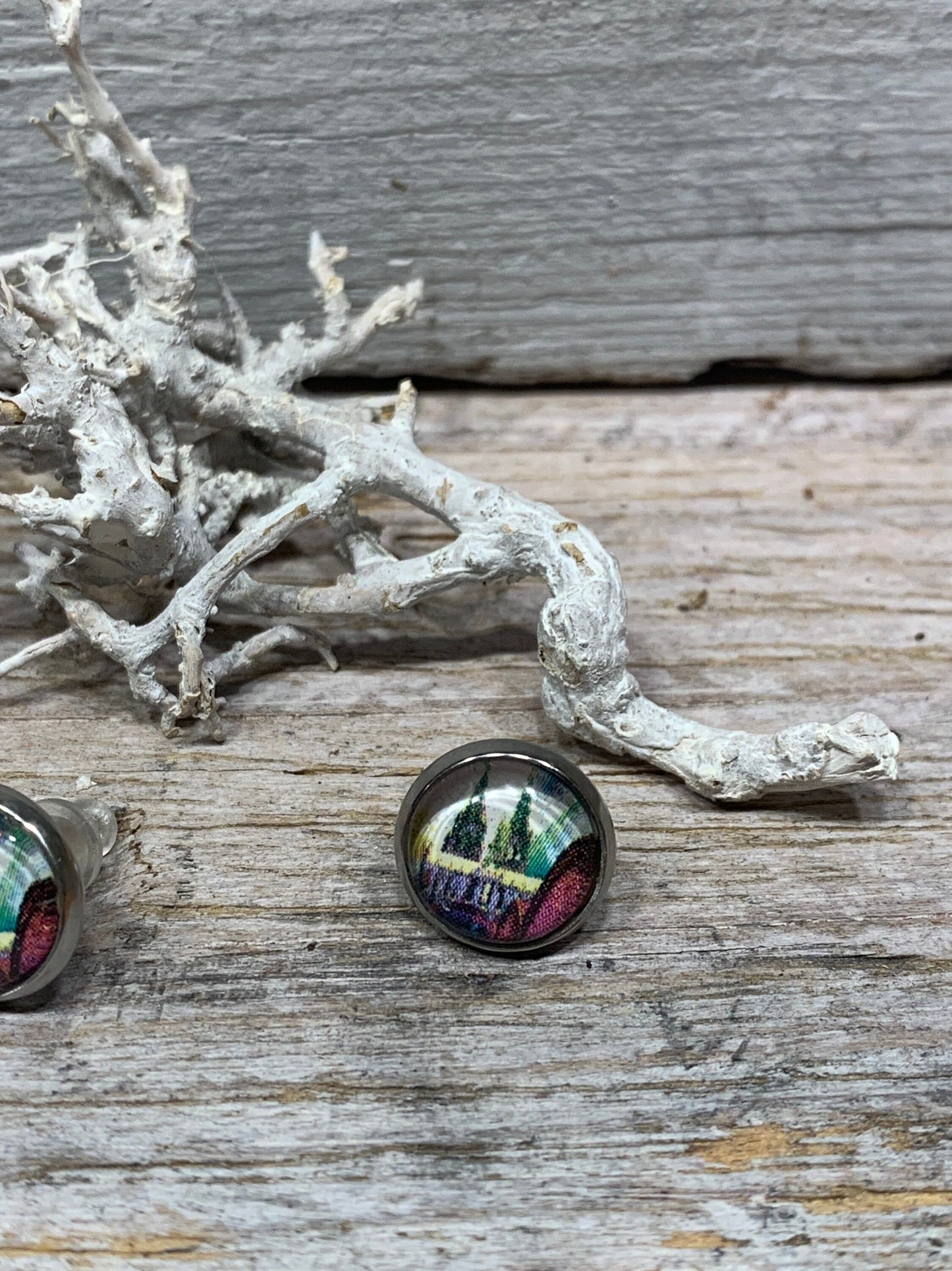 Köln Ohrringe Kölner Dom – Exklusive Ohrstecker Grün und Fuchsia