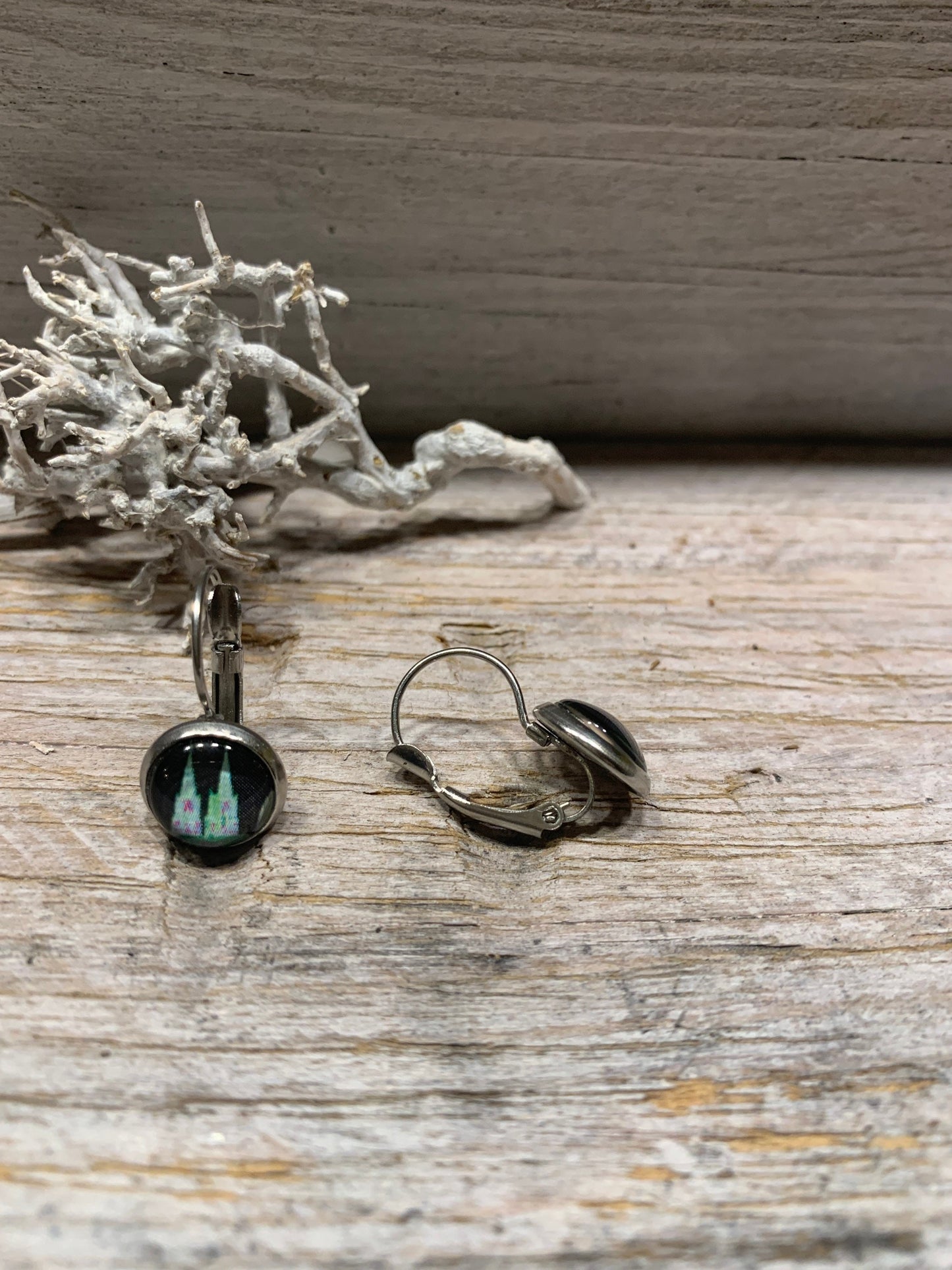 Hängeohrringe Kölner Dom – Schwarze Edelstahl Creolen