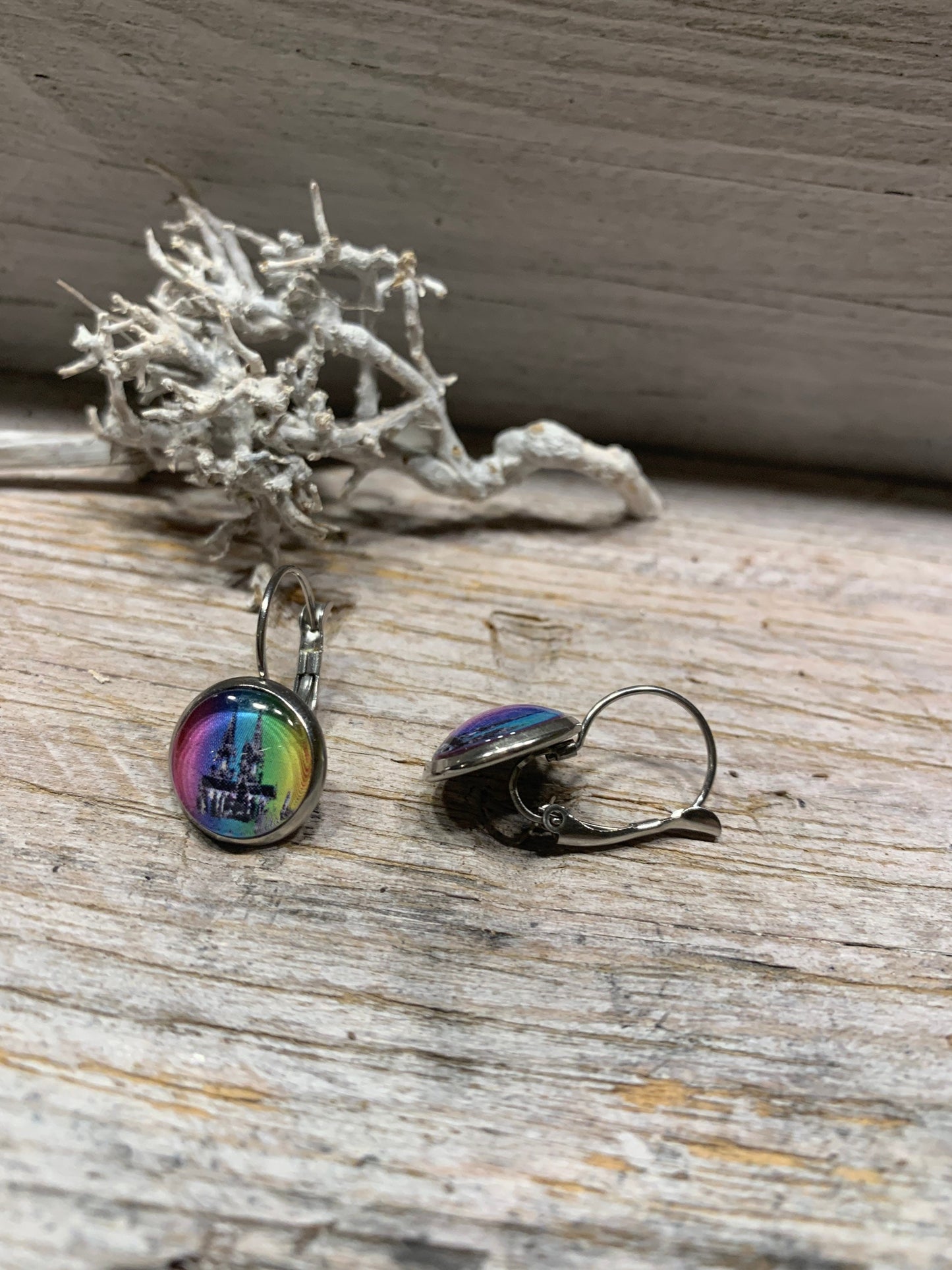 Edelstahl Ohrhänger Kölner Dom Regenbogen – 14 mm