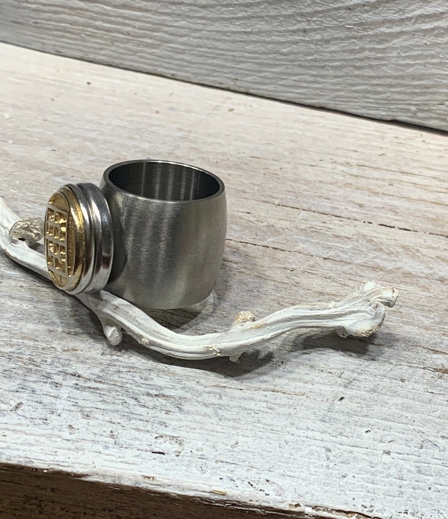 Edelstahl Ring Bicolor – Geometrie Gold-Silber, 18mm breit