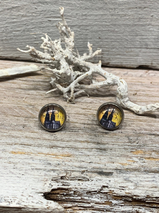 Ohrstecker Kölner Dom in Ocker-Gelb – Unikate für Musikliebhaber