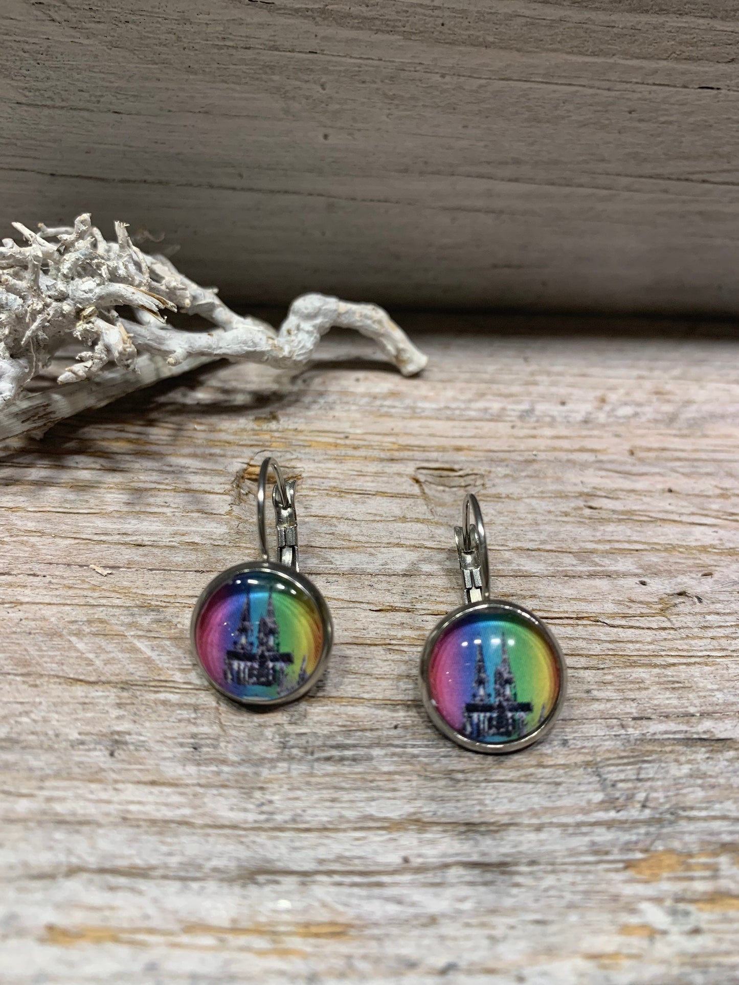 Edelstahl Ohrhänger Kölner Dom Regenbogen – 14 mm