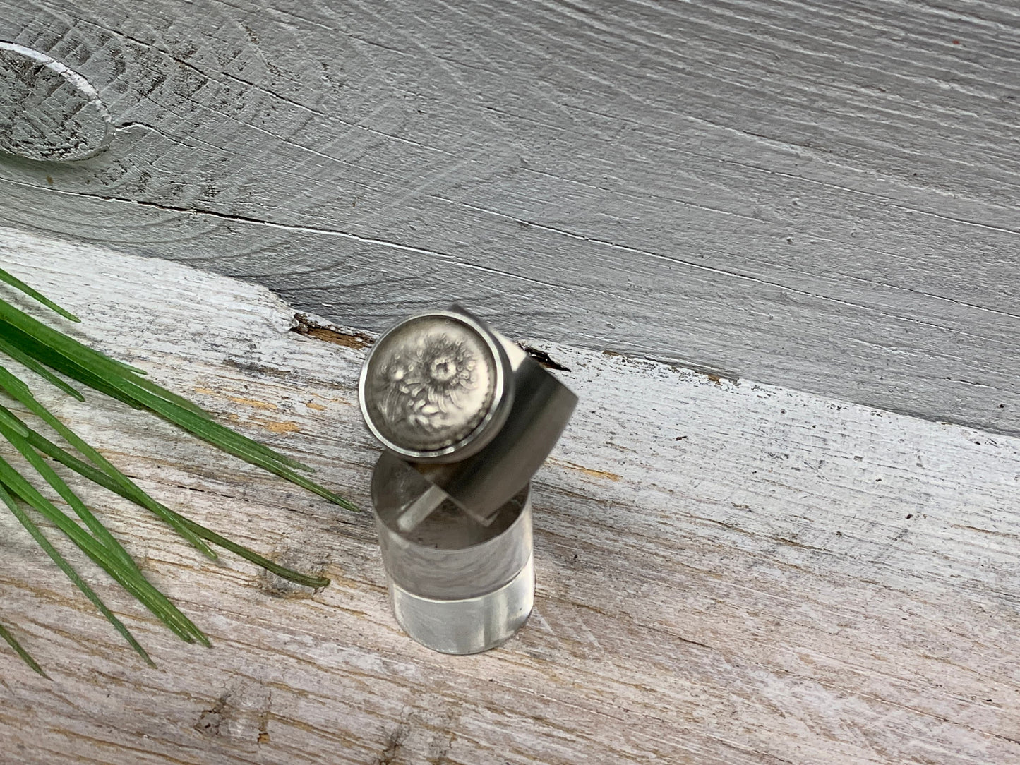 Breiter Edelstahlring Gr. 17 mit Löwenzahn Pusteblume – Eleganter Wechselschmuck