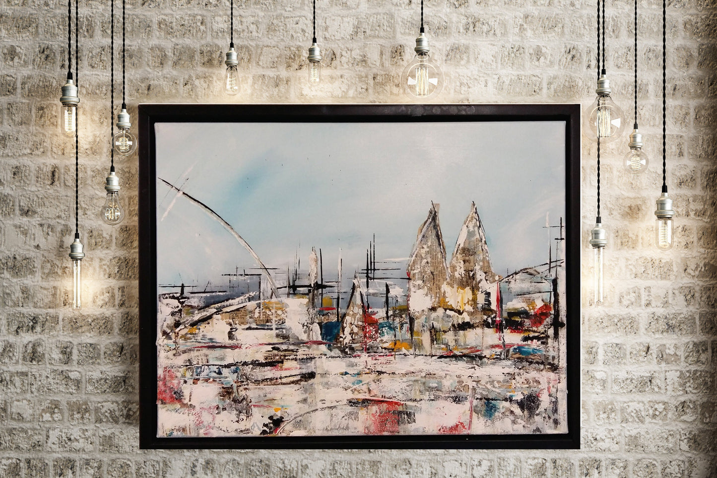 Handgemaltes Acrylbild vom Künstler auf Leinwand - "Kölle" - ein Unikat als Moderne Kunst Wanddeko Gemälde abstrakte Malerei und Original - Hochwertige handgemalte Kunst auf Leinwand.