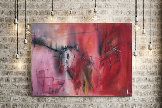 Handgemaltes Acrylbild vom Künstler auf Leinwand - "Bewacht" - ein Unikat als Moderne Kunst Wanddeko Gemälde abstrakte Malerei und Original - Hochwertige handgemalte Kunst auf Leinwand.