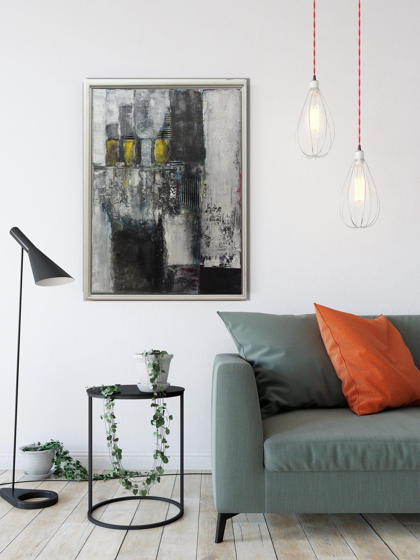 Handgemaltes Acrylbild vom Künstler auf Leinwand - "Down Town" - ein Unikat als Modern Kunst Wanddeko Gemälde abstrakte Malerei und Original - Hochwertige handgemalte Kunst auf Leinwand.