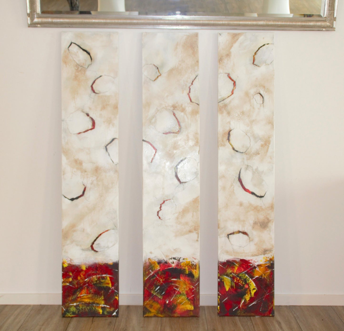 Handgemaltes Acrylbild vom Künstler auf Leinwand x3-"Triptychon"- ein Unikat als Moderne Kunst Wanddeko Gemälde abstrakte Malerei + Original - Hochwertige handgemalte Kunst auf Leinwand.