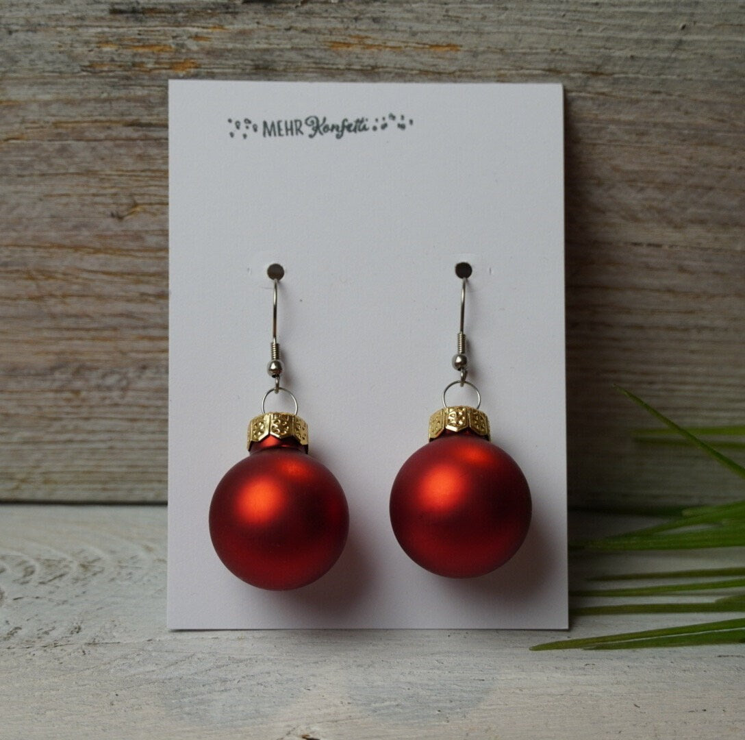 Ohrhänger Weihnachtskugeln - Stilvolle Glaskugeln in Rot und Gold