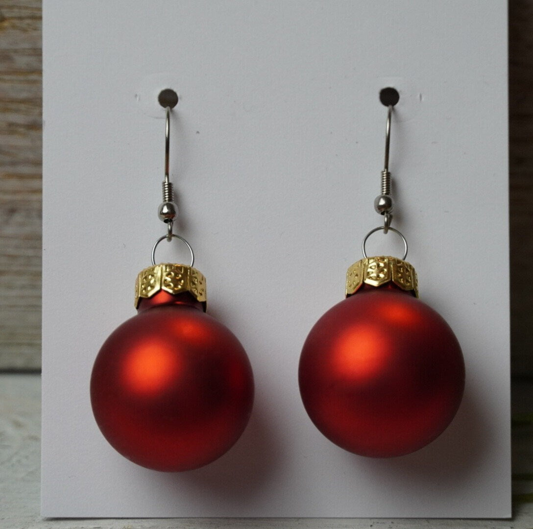 Ohrhänger Weihnachtskugeln - Stilvolle Glaskugeln in Rot und Gold