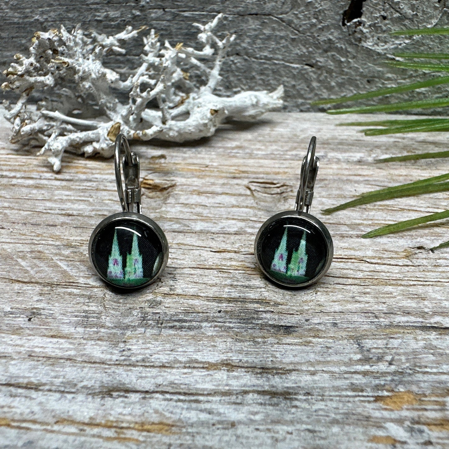 Hängeohrringe Kölner Dom – Schwarze Edelstahl Creolen