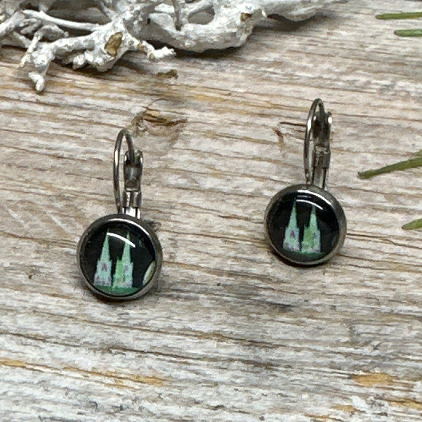 Hängeohrringe Kölner Dom – Schwarze Edelstahl Creolen