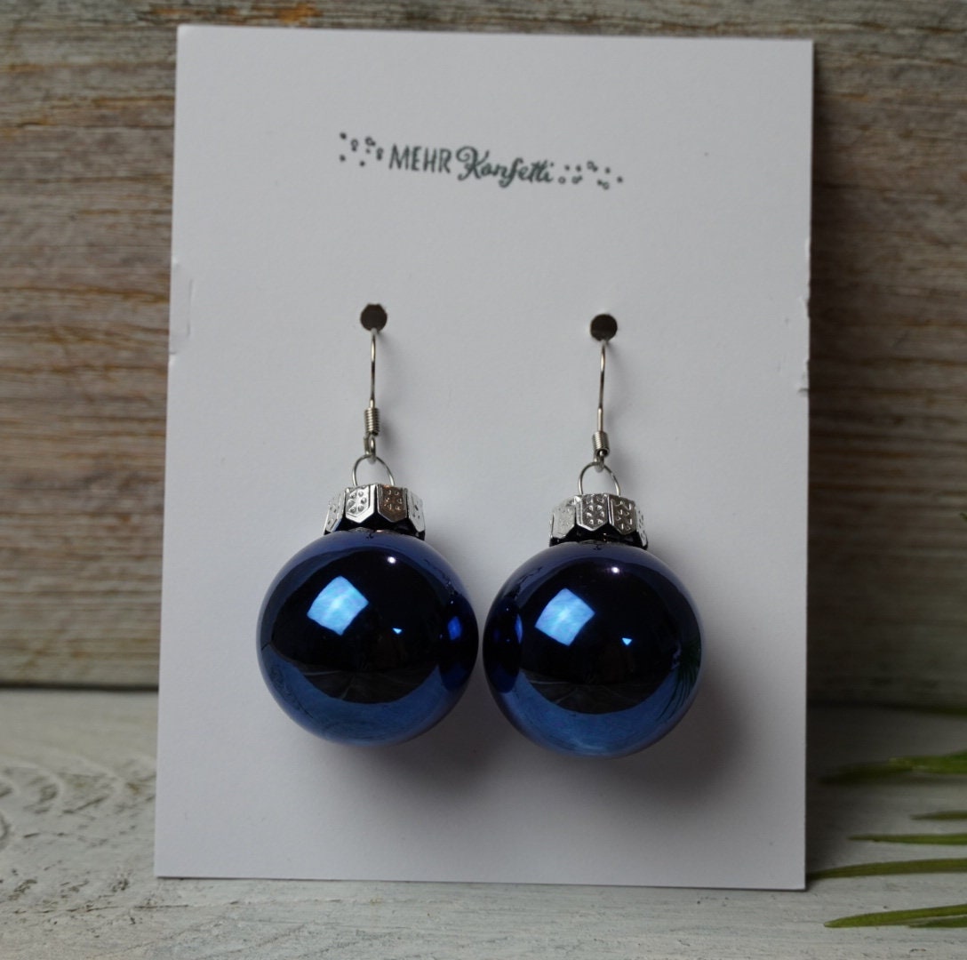 Hängende Ohrringe aus Glas in Blau – Stilvolle Weihnachtskugeln