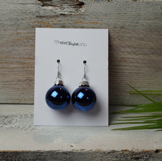 Hängende Ohrringe aus Glas in Blau – Stilvolle Weihnachtskugeln