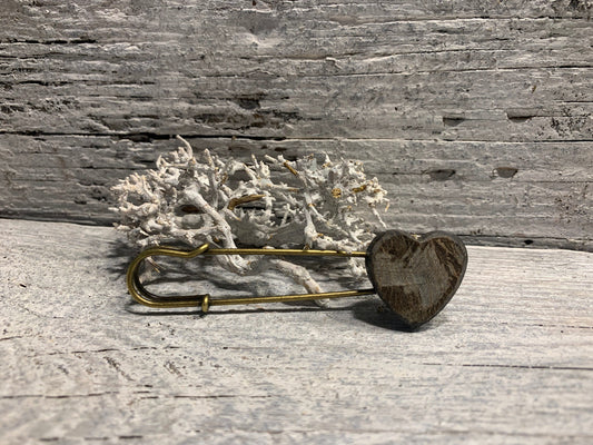 Ponchonadel Brosche aus Metall – Herz-Design in Bronze für Trachten